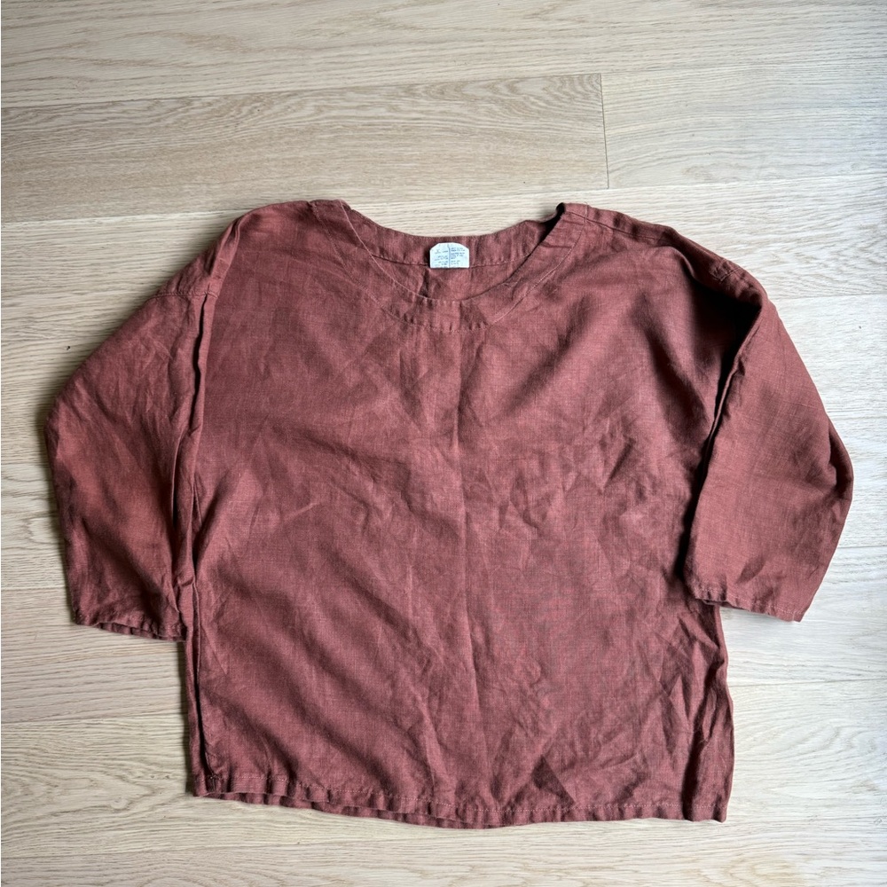 Tiger Owl 3/4 Long Sleeve Rust colored Shirt